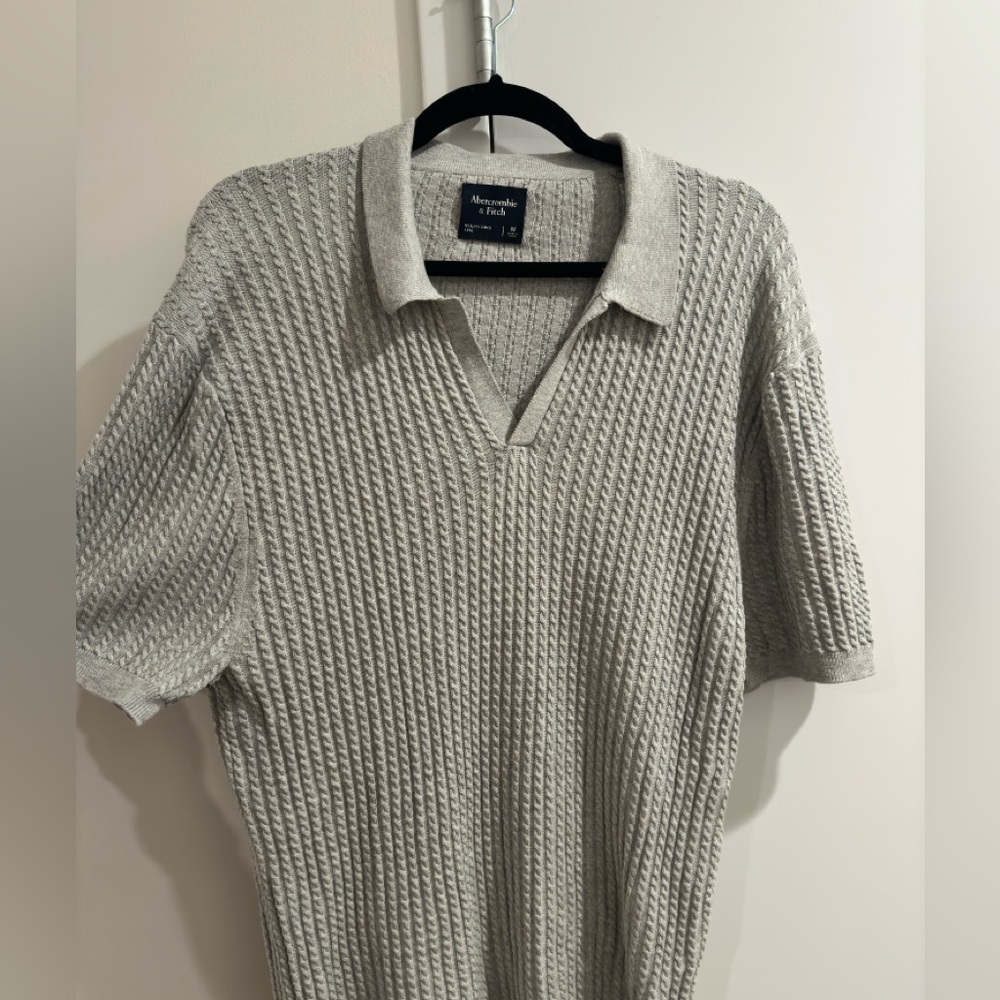 Abercrombie and Fitch Grey Knit Polo